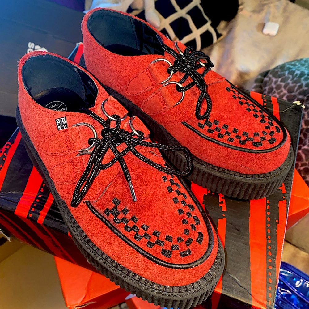 T.U.K. Red Suede Creepers